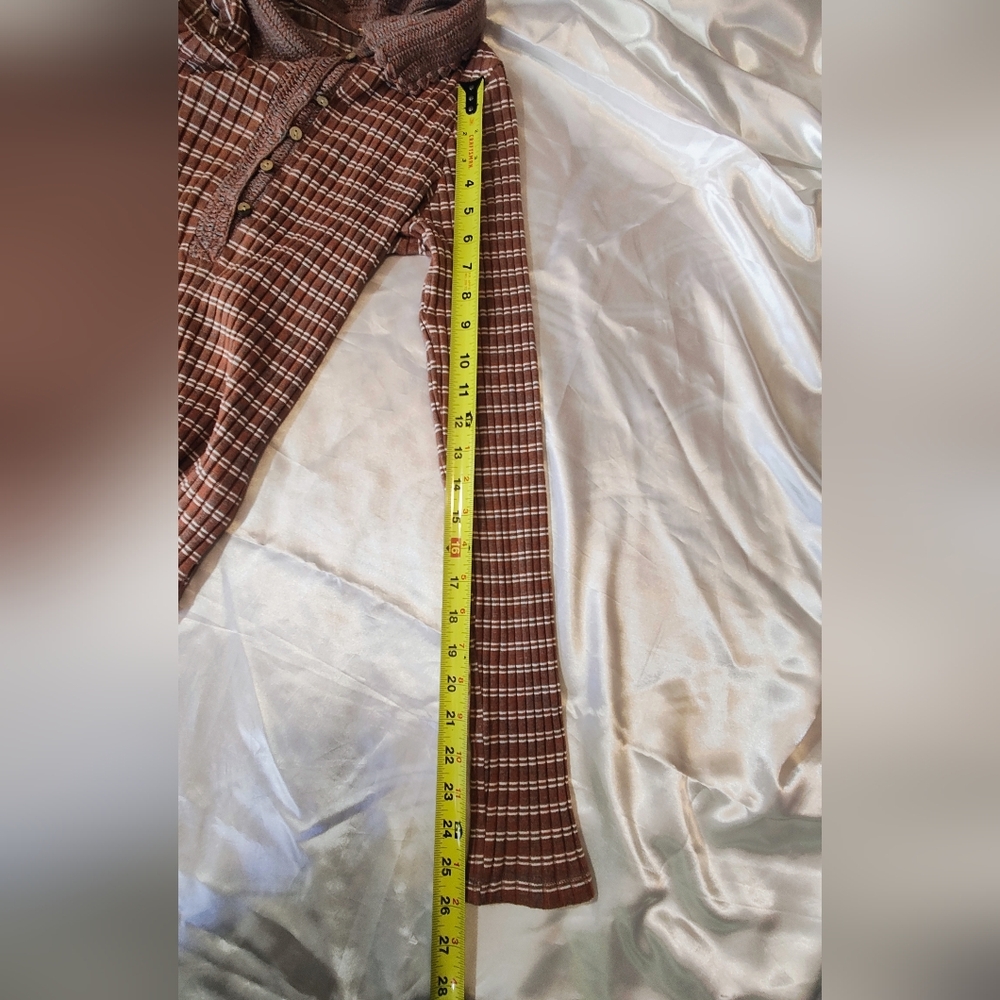 Brown Plaid Long Sleeve Hoodie - Picture 12 of 14